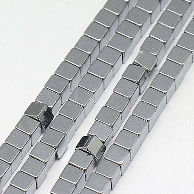 Electroplate Non-magnetic Synthetic Hematite Beads Strands G-J170A-3x3mm-M-1