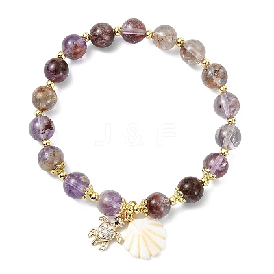 Natural Lodolite Quartz Bead Bracelets BJEW-JB14149-01-1