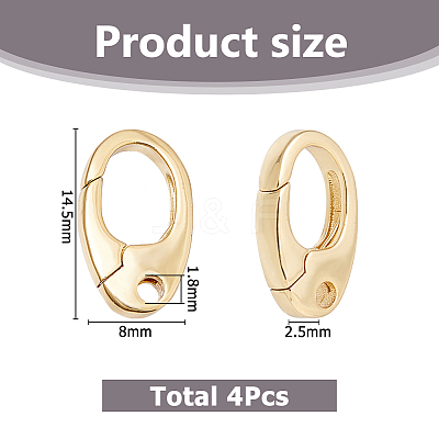 4Pcs Brass Spring Gate Rings KK-HS0001-91G-1
