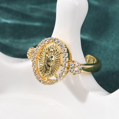 Religion Brass Micro Pave Cubic Zirconia Cuff Open Rings LS-RJEW-F204-06G-1