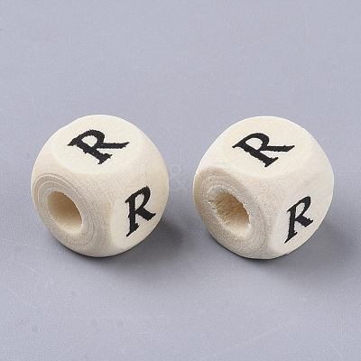 Printed Natural Wood Beads WOOD-T026-001R-1
