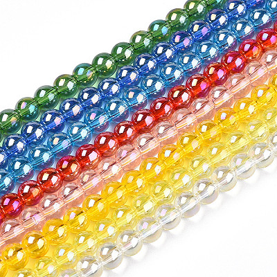 Electroplate Transparent Glass Beads Strands GLAA-T032-T4mm-AB-1