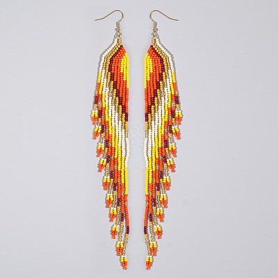 Bohemian Long Tassel Glass Seed Beaded Dangle Earrings for Women LS-IW9172-4-1