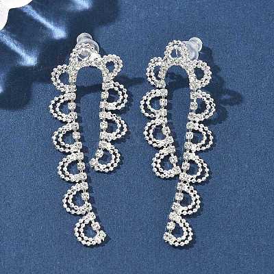 Brass Rhinestones Stud Earrings AJEW-D307-01P-1