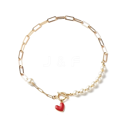 Glass Pearl Beaded Necklaces NJEW-TA00004-1