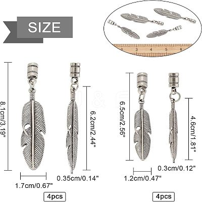 8Pcs 2 Size Alloy Cord Ends FIND-CA0003-70-1