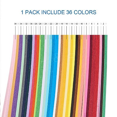Rectangle 36 Colors Quilling Paper Strips DIY-PH0008-03A-WH-1