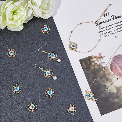 10Pcs Brass Colorful Cubic Zirconia Connector Charms FIND-HY0001-22-1