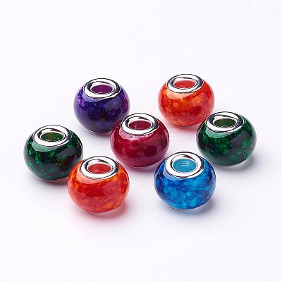 Spray Painted Glass European Beads GPDL-R007-M1-1