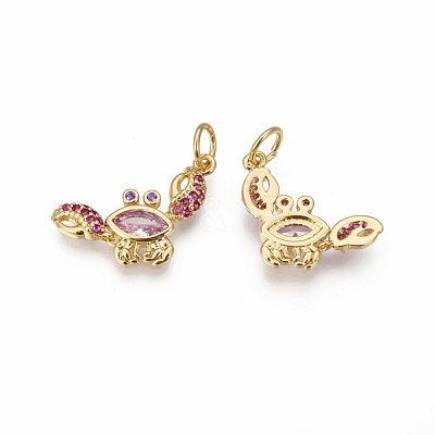 Brass Micro Pave Cubic Zirconia Pendants ZIRC-F095-08G-1