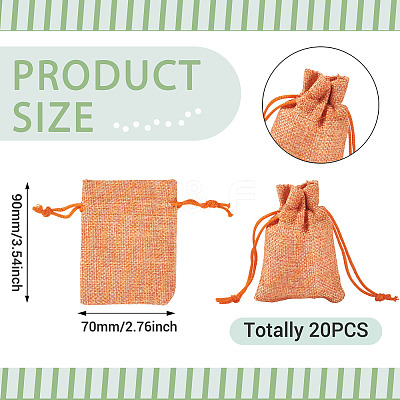 20Pcs Rectangle Polyester Imitation Burlap Packing Pouches Drawstring Bags ABAG-TA0001-96B-1