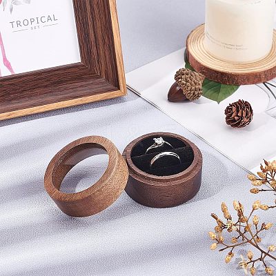 Walnut Wooden Engagement Ring Boxes CON-WH0072-88-1