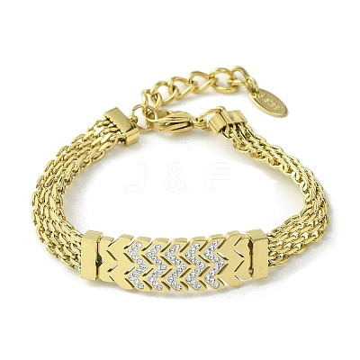 304 Stainless Steel with Cubic Zirconia Bracelet NJEW-Q322-06G-1