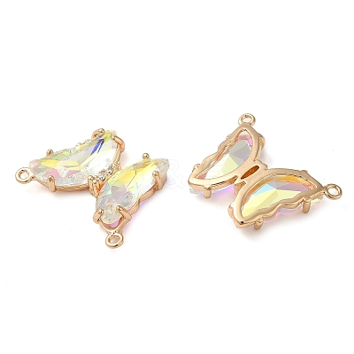 Brass Pave Faceted Glass Connector Charms FIND-Z020-03H-1
