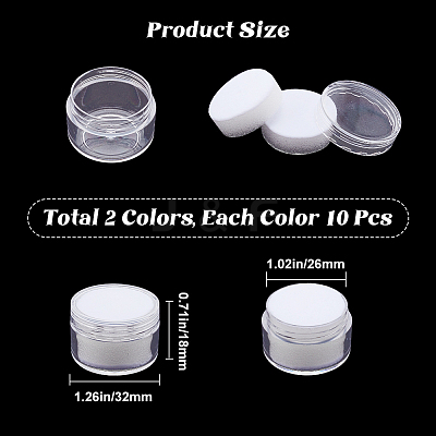 20Pcs 2 Colors Round Jewelry Clear Plastic Loose Diamond Storage Box CON-GF0001-15B-1