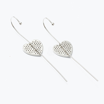 Brass Micro Pave Clear Cubic Zirconia Ear Wrap Crawler Hook Earrings EJEW-J101-20P-1
