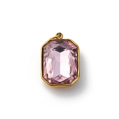 High Polished 316 Stainless Steel Faceted Glass Pendants STAS-K258-48G-08-1