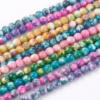 Synthetic Ocean White Jade Beads Strands G-L019-6mm-M-1