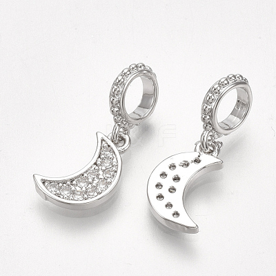 Brass Micro Pave Cubic Zirconia European Dangle Charms X-KK-T035-120-1