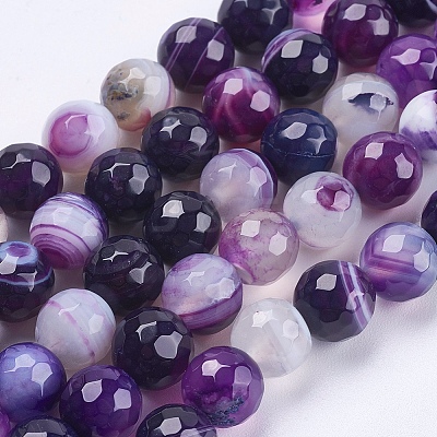 Natural Striped Agate/Banded Agate Beads Strands G-P364-02-8mm-1