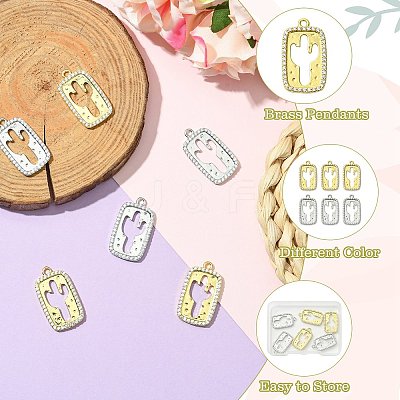 6Pcs 2 Colors Brass Micro Pave Cubic Zirconia Pendants KK-CJ0003-22-1
