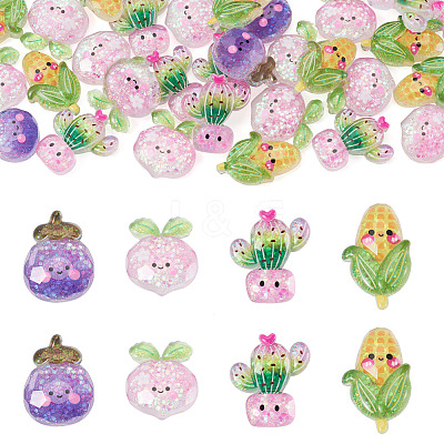 30Pcs Luminous Transparent Resin Cabochons RESI-TA0004-96-1