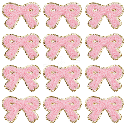 12Pcs Bowknot Towel Cloth Computerized Embroidery Cloth Iron On/Sew On Patches DIY-CY0001-14-1