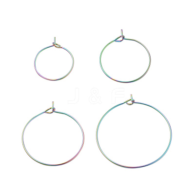 24Pcs 4 Size Ion Plating(IP) 316L Surgical Stainless Steel Hoop Earring Findings STAS-ZZ0001-03M-1