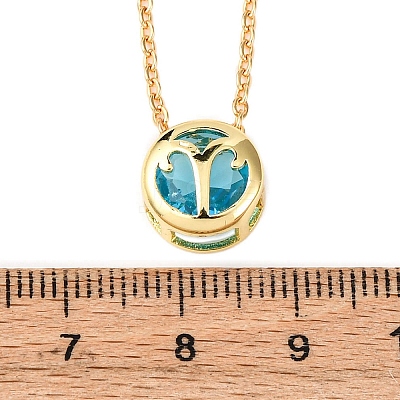 Brass Pave Cubic Zirconia Birth Stone Constellation Pendant Cable Chain Necklaces LS-NJEW-D334-01G-07-1