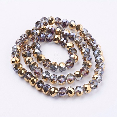 Electroplate Glass Faceted Rondelle Beads Strands EGLA-D020-10x8mm-14-1