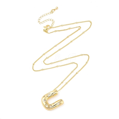 Brass Micro Pave Clear Cubic Zirconia Pendant Necklaces NJEW-Z038-01G-U-1