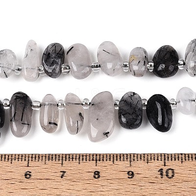 Natural Black Tourmalinated Quartz Beads Strands G-Z091-A31-1