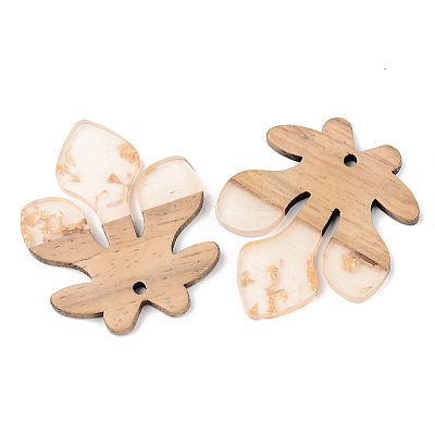 Transparent Resin & Walnut Wood Pendants RESI-S389-051A-B05-1