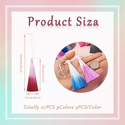 27Pcs 9 Colors Polyester Tassel Big Pendants FIND-SW0001-14-1