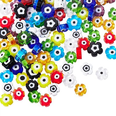 120Pcs 10Colors Handmade Evil Eye Lampwork Beads LAMP-SZ0001-16-1