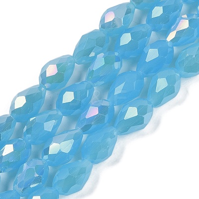 Opaque Solid Color Electroplate Glass Beads Strands EGLA-N013-J10mm-B05-1