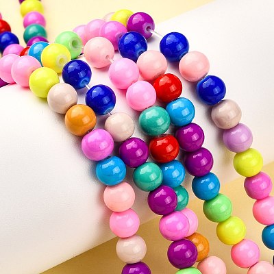 Baking Paint Glass Beads Strands X-DGLA-MSMC001-11-1