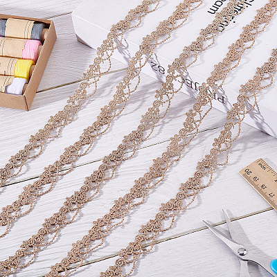 10 Yards Polyester Filigree Flower Lace Ribbon OCOR-ME0001-08-1