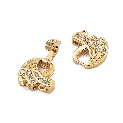 Brass Micro Pave Clear Cubic Zirconia Fold Over Clasps KK-C075-08G-1