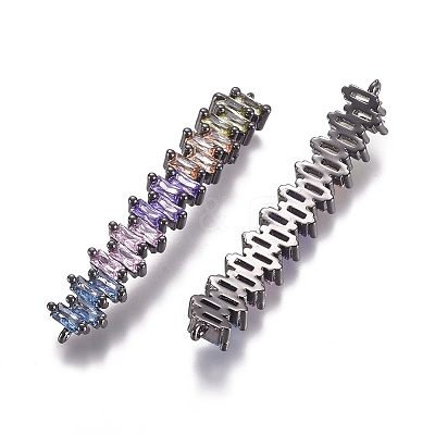 Brass Micro Pave Cubic Zirconia Links connectors ZIRC-K081-50B-1