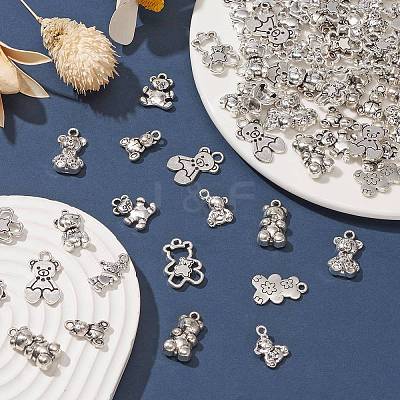 100Pcs 10 Styles Tibetan Style Alloy Pendants TIBEP-CJ0003-11-1