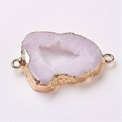 Electroplate Natural Druzy Geode Quartz Crystal Links connectors G-K189-04D-1