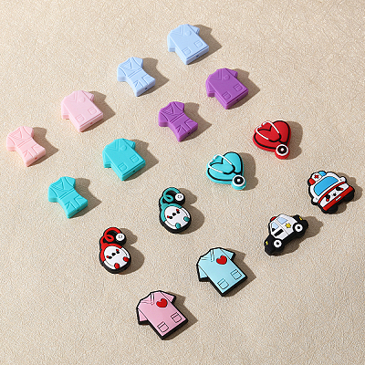 16Pcs 16 Styles Medical Theme Food Grade Eco-Friendly Silicone Focal Beads SIL-CA0003-31-1