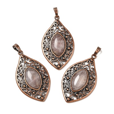 Natural Rose Quartz Pendants G-H065-3R-07-1