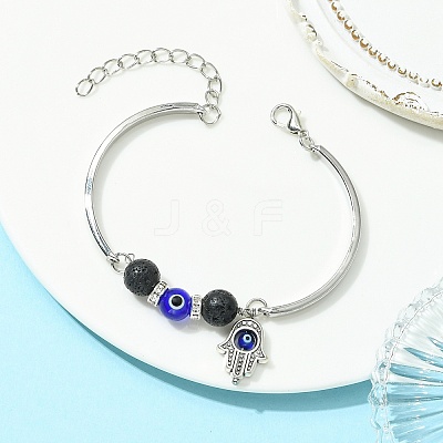 Zinc Alloy Charm Bangles for Women BJEW-JB14384-01-1