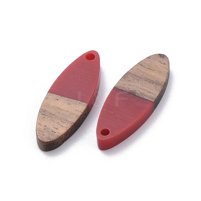 6 Colors Resin & Walnut Wood Pendants RESI-X0001-32-1