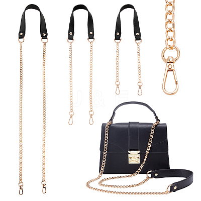 3Pcs 3 Style PU Leather Curb Chain Bag Straps FIND-WR0010-42B-1