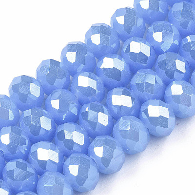 Electroplate Glass Beads Strands X-EGLA-A034-J8mm-A02-1