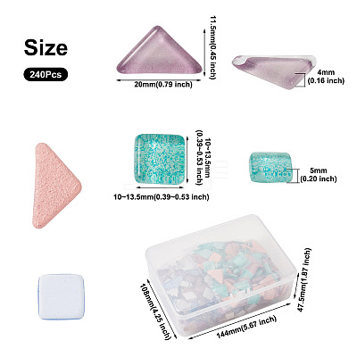 240Pcs 2 Style Transparent Glass Cabochons GLAA-EL0001-02B-1