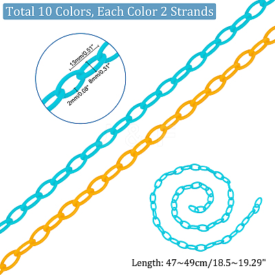 20 Strands 10 Colors Opaque Acrylic Cable Chains SACR-PH0002-11-1